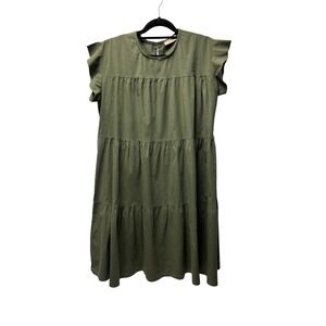 Sofia Made in Italy Dress OS Olive Green Tiered Babydoll Cottagecore Peasant